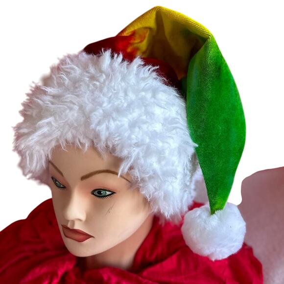 Santa Hat Tie Dye Handcrafted Holiday Party Christmas Hat - Picture 2 of 6